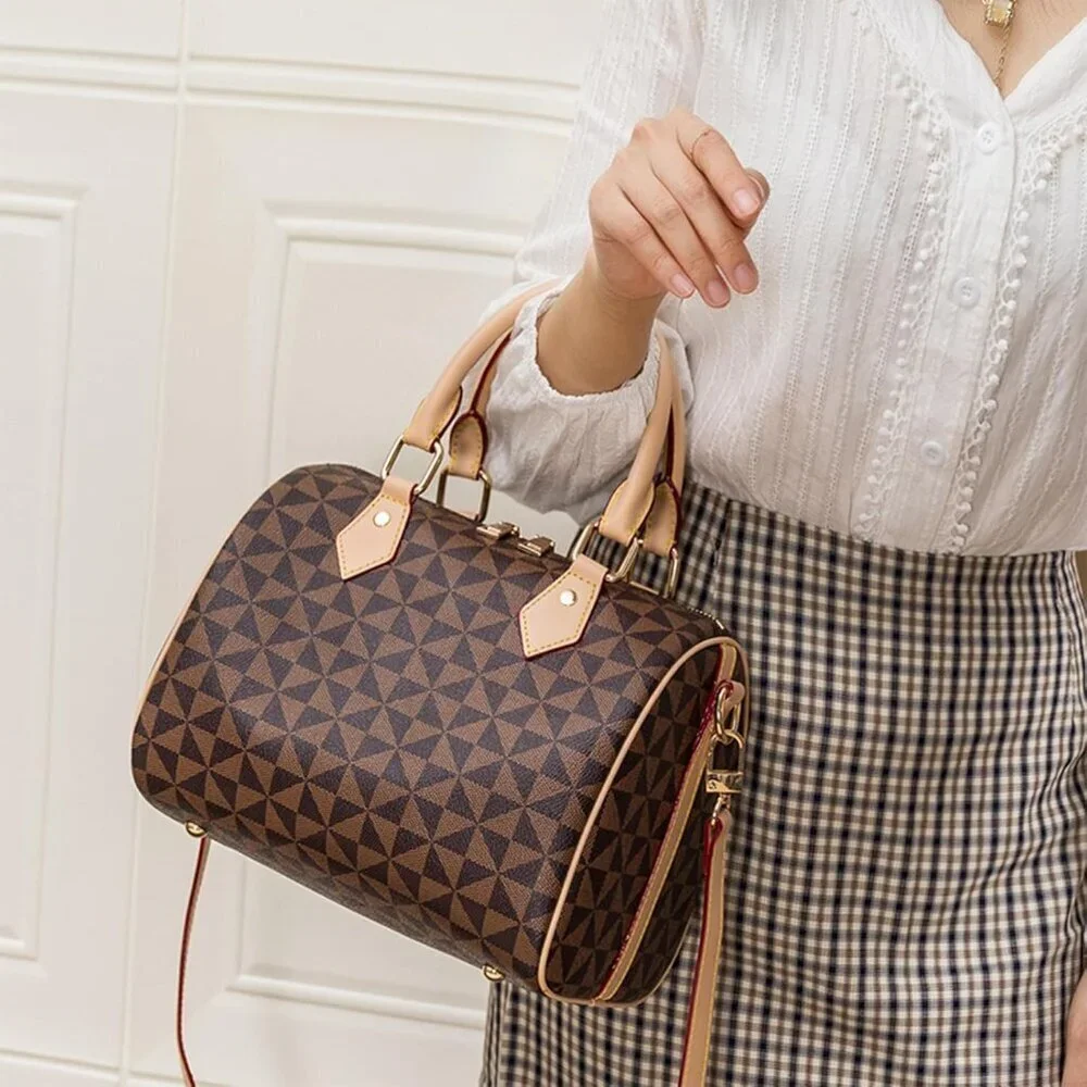Women’s PU Leather Top Handle Bag Crossbody Satchel Large Purse
